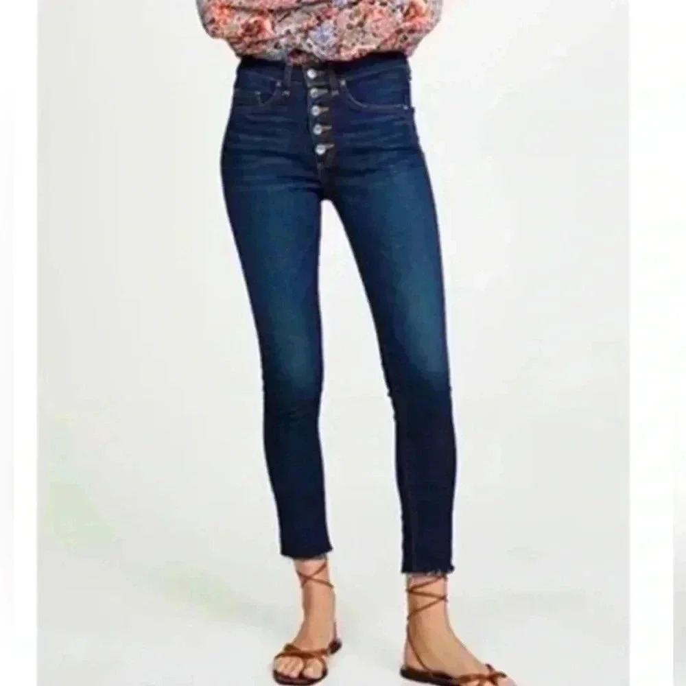Veronica Beard Debbie skinny high rise jeans size 27 raw hem button fly